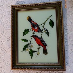 Vintage Red Bird Elyse AluminArt Foil Wall Hanging
